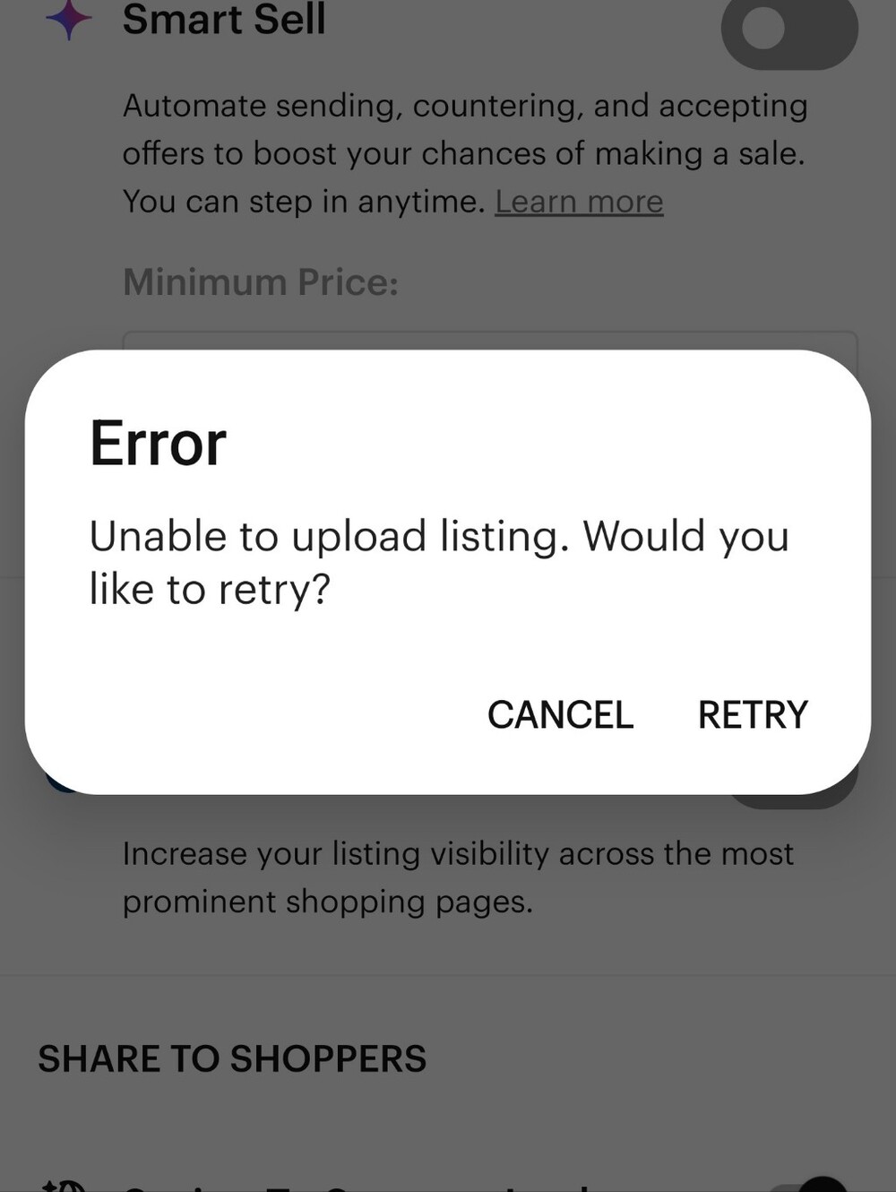 Poshmark! When I try to List this Comes Up.Why aren't you returning my messages?